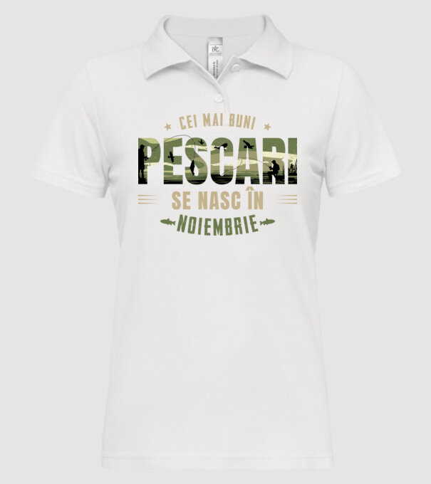 Cei mai buni pescari se nasc în noiembrie model alb pe tricou