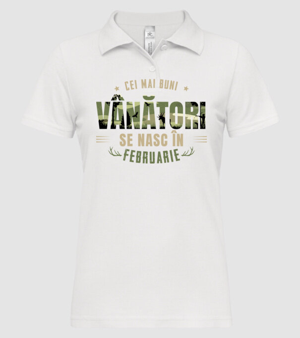 Cei mai buni vânători se nasc în februarie model alb pe tricou