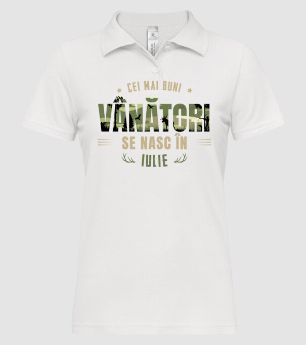 Cei mai buni vânători se nasc în iulie model alb pe tricou