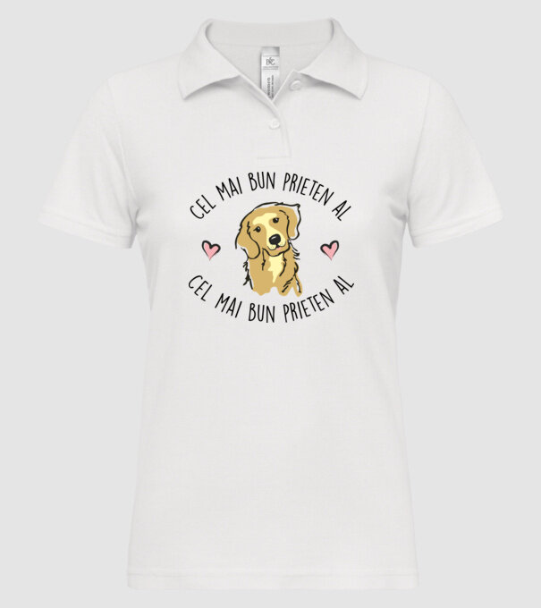 Cel mai bun prieten al meu este un golden retriever model alb pe tricou