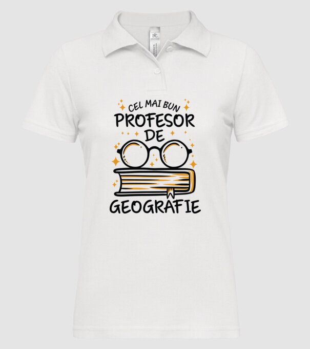 Cel mai profesor geografie model alb pe tricou