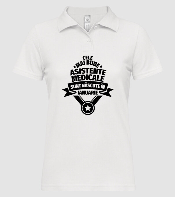 Cele mai bune asistente medicale sunt născute în ianuarie model alb pe tricou