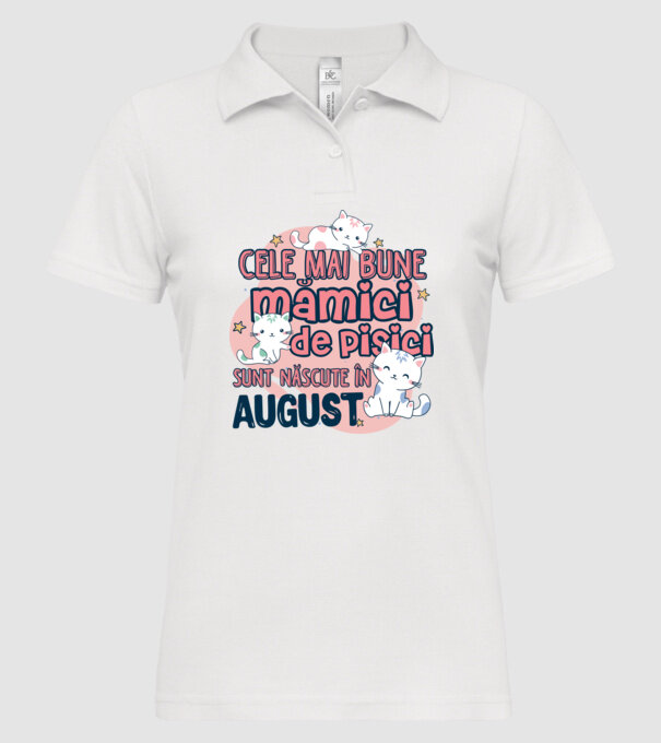 Cele mai bune mămici de pisici August model alb pe tricou