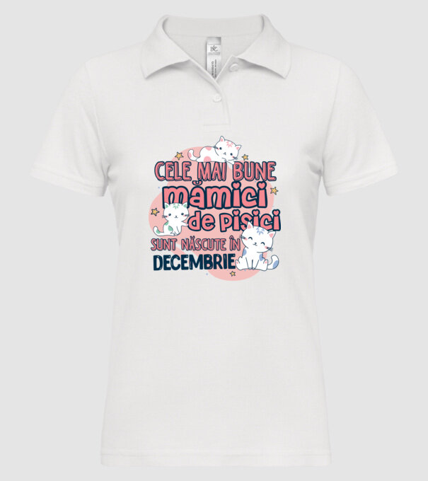 Cele mai bune mămici de pisici decembrie model alb pe tricou