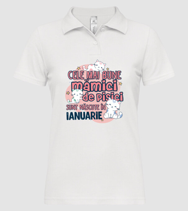 Cele mai bune mămici de pisici ianuarie model alb pe tricou