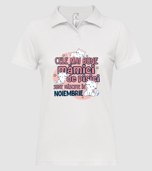 Cele mai bune mămici de pisici noiembrie model alb pe tricou