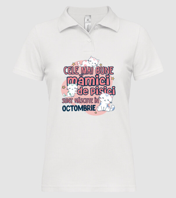 Cele mai bune mămici de pisici octombrie model alb pe tricou
