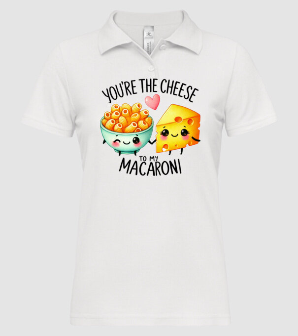 Cheese to my Macaroni model alb pe tricou