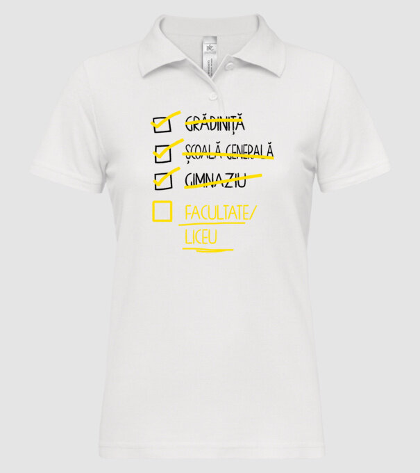 Cheklist educație - Gimnaziu alb model alb pe tricou