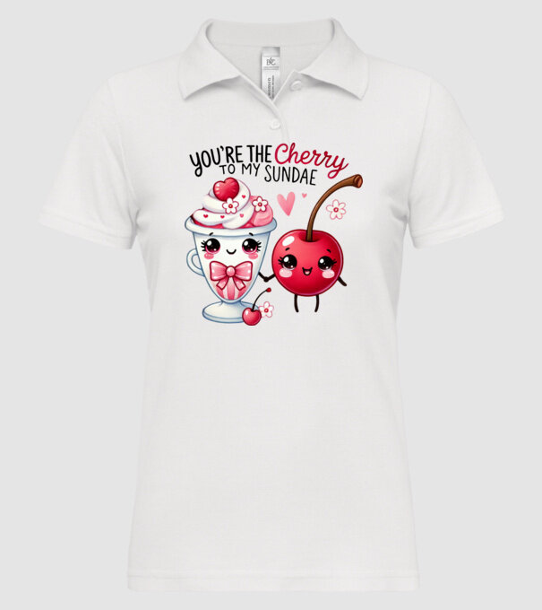 Cherry to my Sunday model alb pe tricou