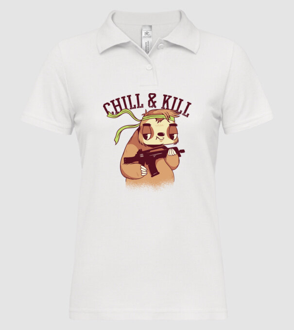 chill and kill model alb pe tricou