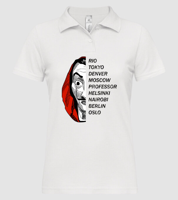 classic logo money heist white model alb pe tricou
