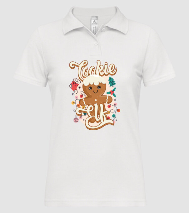 Cookie elf model alb pe tricou