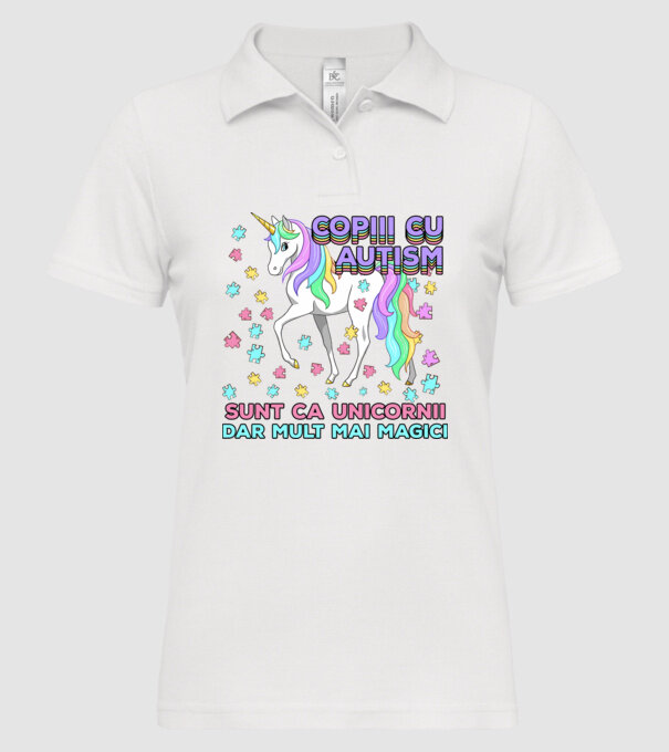 Copiii cu autism sunt ca unicornii, dar mult mai magici model alb pe tricou