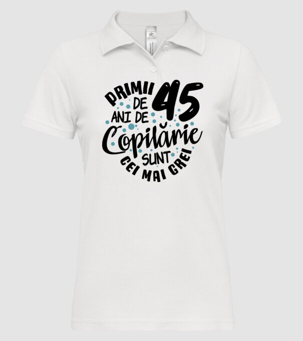 Copilărie 45 de ani model alb pe tricou