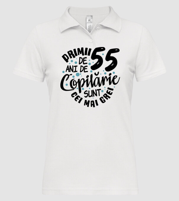 Copilărie 55 de ani model alb pe tricou