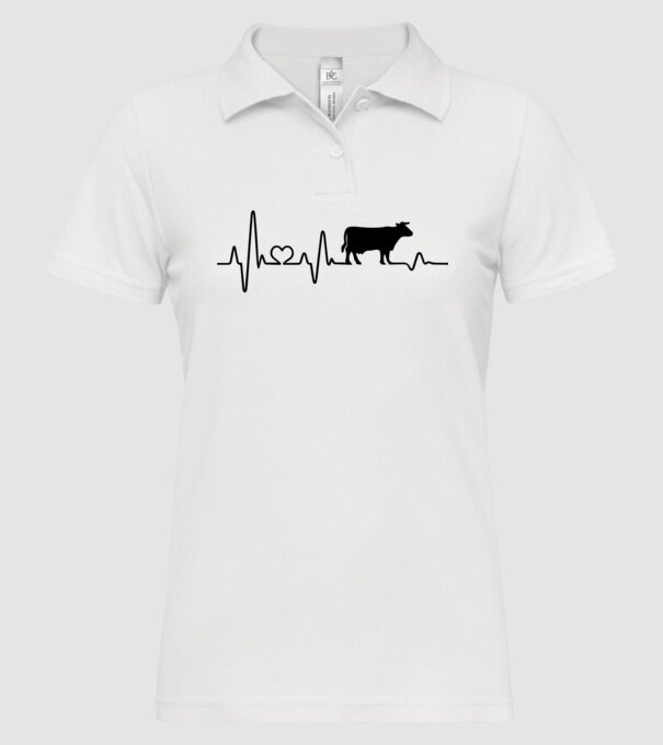 Cow Heartbeat model alb pe tricou