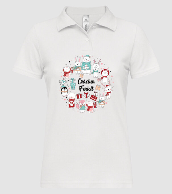 Crăciun Fericit model alb pe tricou