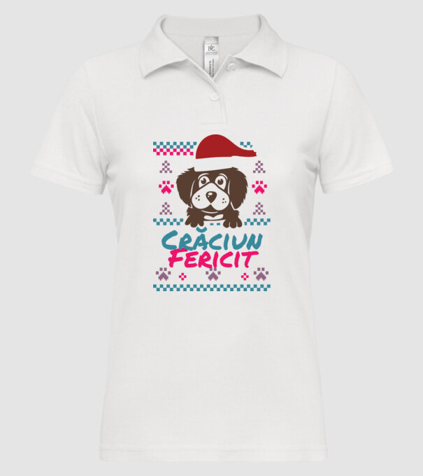 Crăciun Fericit câine model alb pe tricou