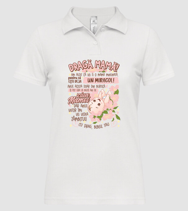 Cu drag, bebele tău model alb pe tricou