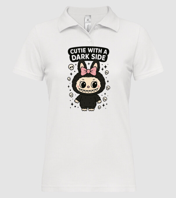 Cutie with a dark side model alb pe tricou