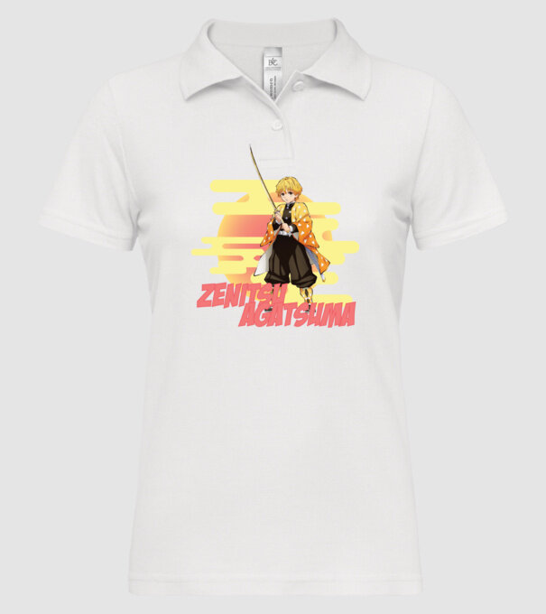 Demon Slayer Zenitsu model alb pe tricou