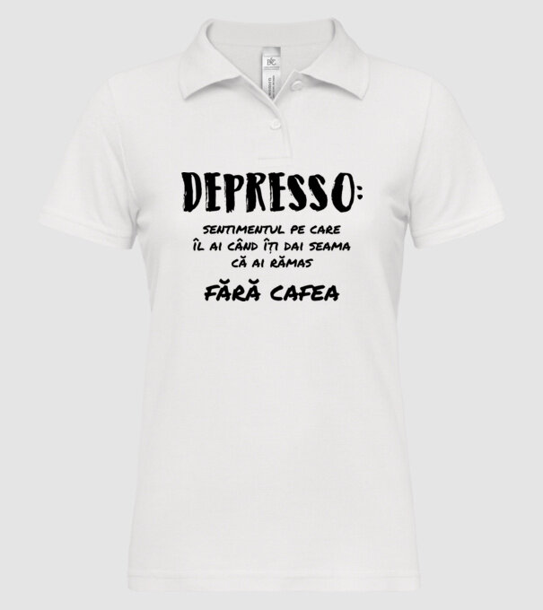 depresie: sentimentul pe care îl ai când îți dai seama că ai rămas fără cafea model alb pe tricou