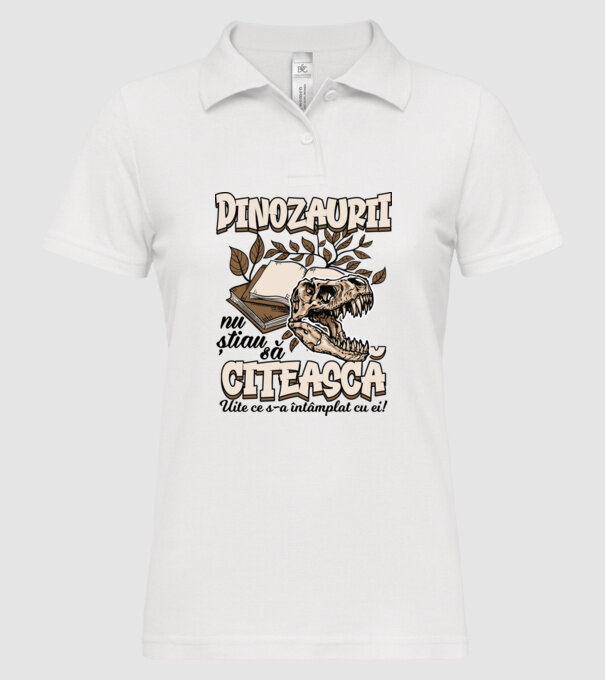 Dinozaurii nu știau să citească model alb pe tricou