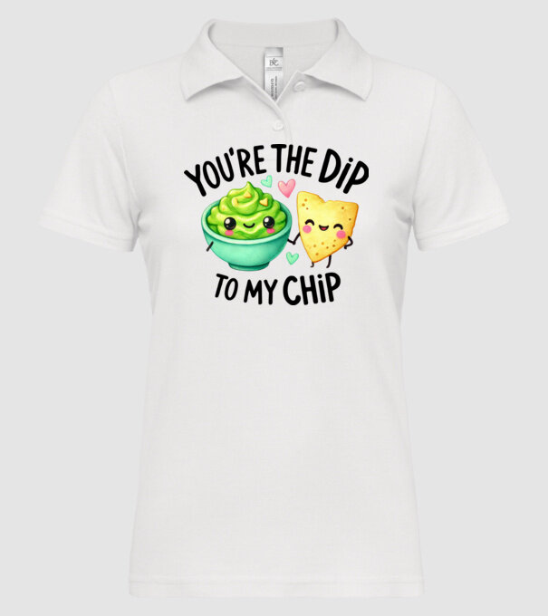 Dip to my Chip model alb pe tricou
