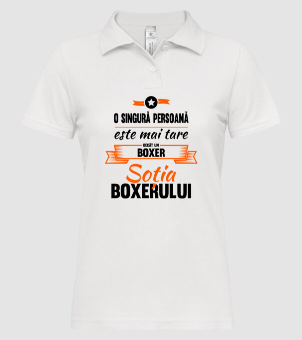 doar o persoană este mai tare decât un boxer, soția boxerului model alb pe tricou