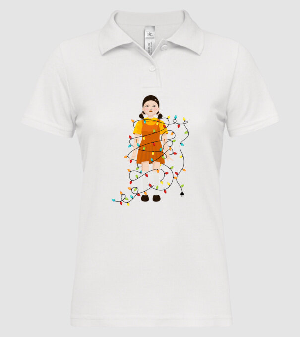 doll squid game model alb pe tricou