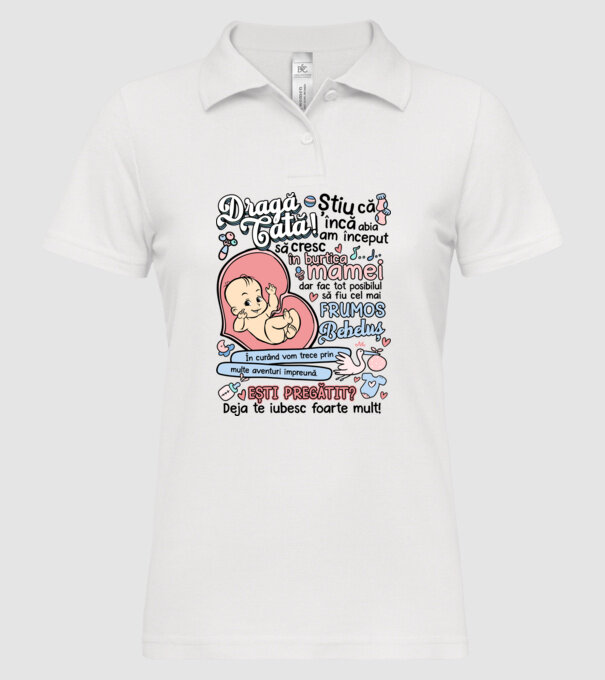 Dragă tată model alb pe tricou