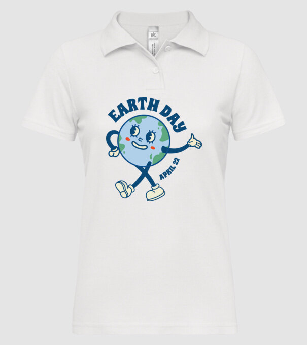 Earth Day model alb pe tricou