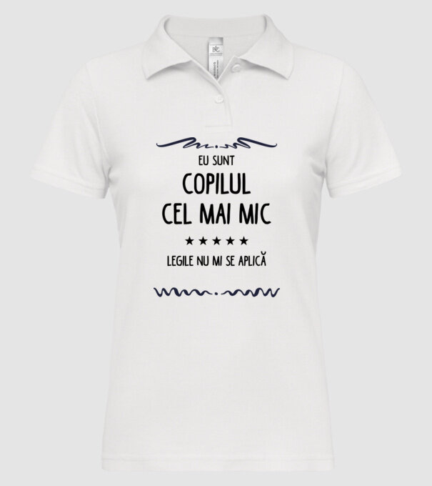 Eu sunt copilul cel mai mic, legile nu mi se aplică model alb pe tricou