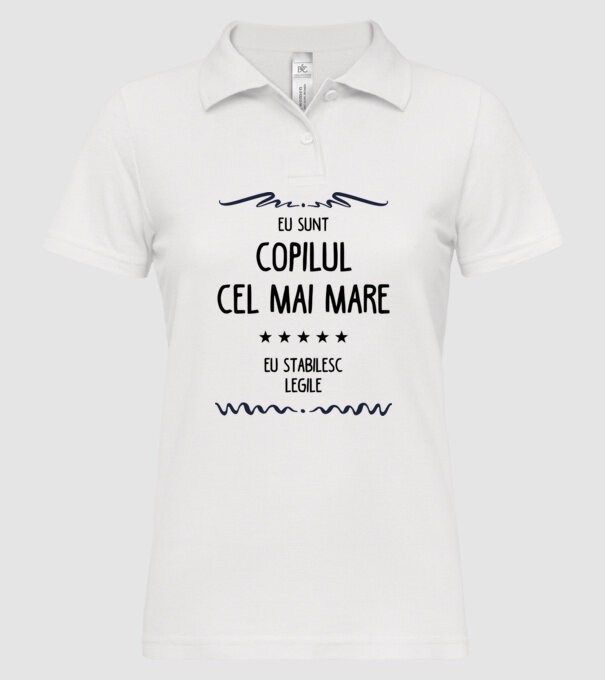 Eu sunt copilul cel mai mare, eu stabilesc legile model alb pe tricou