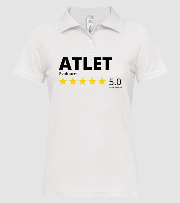 Evaluare 5 ATLET model alb pe tricou