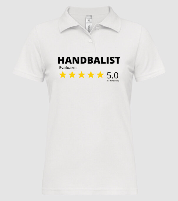 Evaluare 5 HANDBALIST model alb pe tricou