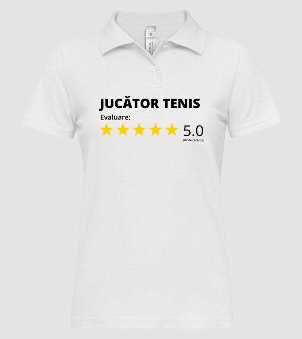 Evaluare 5 JUCĂTOR de TENIS model alb pe tricou