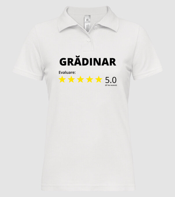 Evaluare Grădinar model alb pe tricou