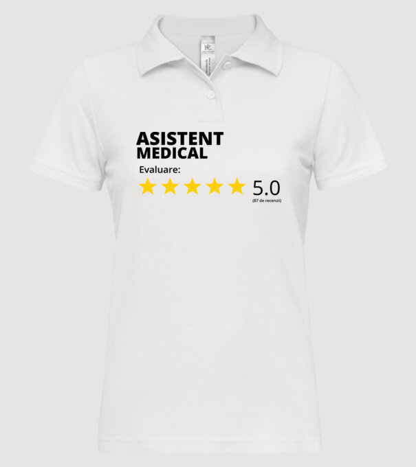 Evaluare - ASISTENT MEDICAL model alb pe tricou