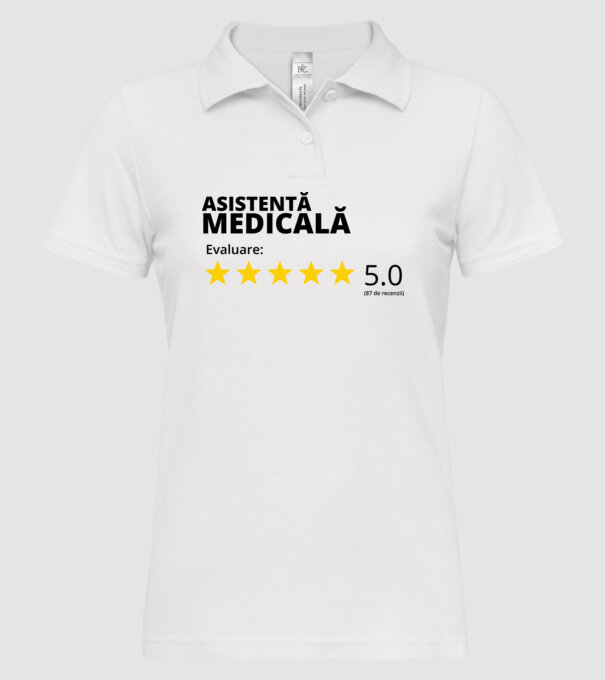 Evaluare - ASISTENTĂ MEDICALĂ model alb pe tricou