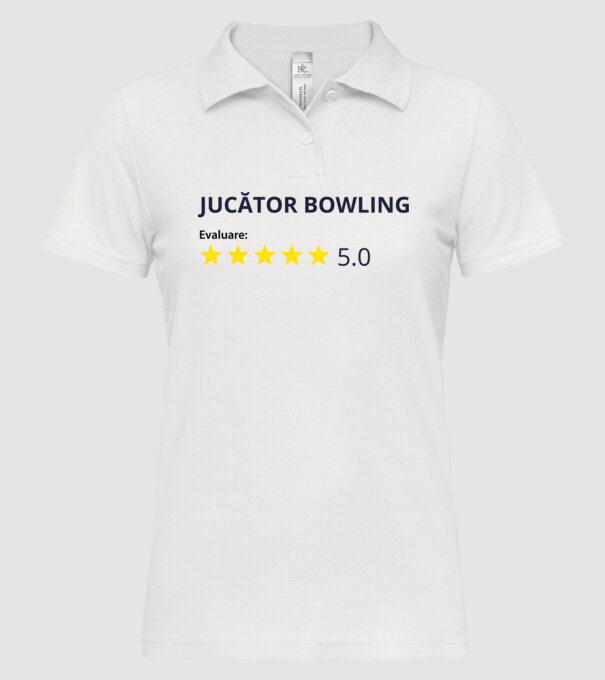 evaluare: jucător bowling de 5 stele model alb pe tricou