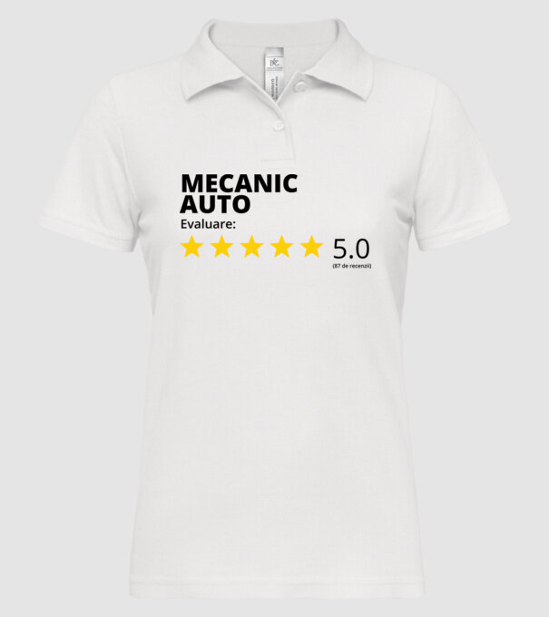Evaluare - MECANIC AUTO model alb pe tricou