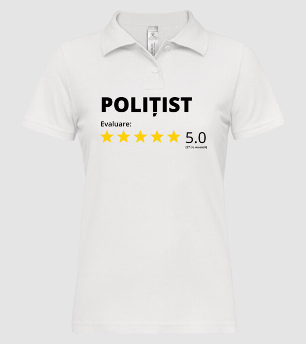 Evaluare - POLIȚIST model alb pe tricou