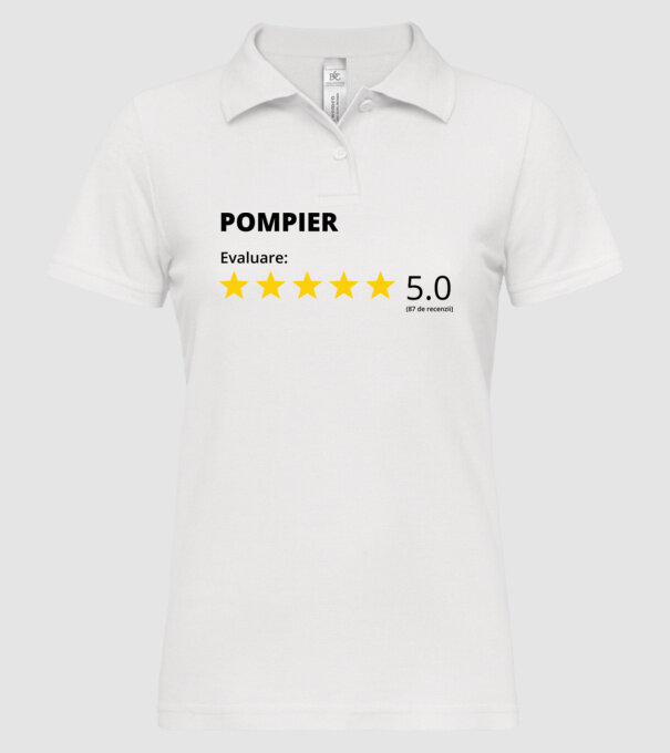 Evaluare - POMPIER model alb pe tricou