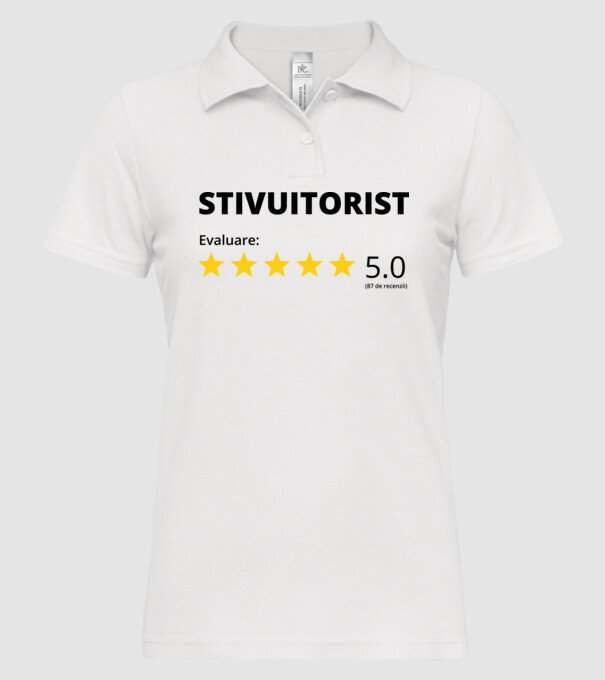 Evaluare - STIVUITORIST model alb pe tricou