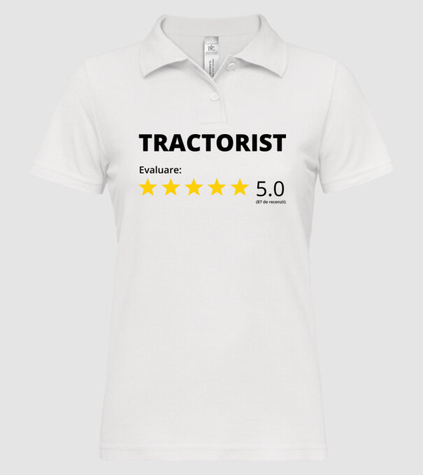 Evaluare - TRACTORIST model alb pe tricou