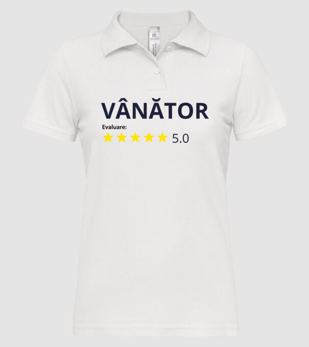 evaluare: vânător de 5 stele model alb pe tricou