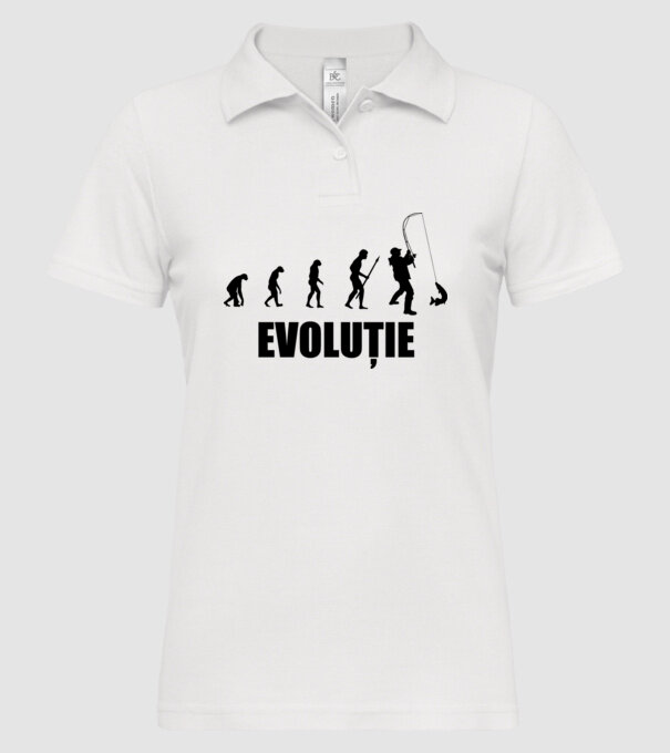 Evoluție Pescuit model alb pe tricou