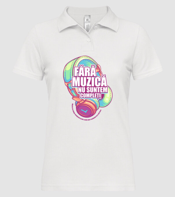 Fără muzică nu suntem compleți - Muzica ne atinge emoțional acolo, unde doar cuvintele nu o pot face. model alb pe tricou